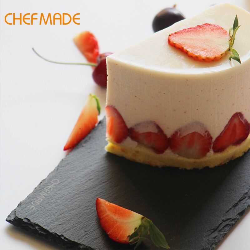 Đĩa Bazan Hình Chữ Nhật CHEFMADE Màu Đen Tự Nhiên Đá Phiến Đĩa Vuông Phô Mai Sushi Bít Tết Thịt Nướng WK9361