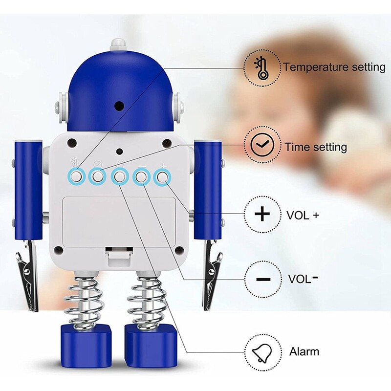 Quà tặng trẻ em sáng tạo trang trí phòng ngủ gia đình đồng hồ báo thức đồng hồ báo thức bằng kim loại sáng tạo robot thông minh kỹ thuật số LED nhiệt độ đồng hồ báo thức hiển thị đồng hồ để bàn