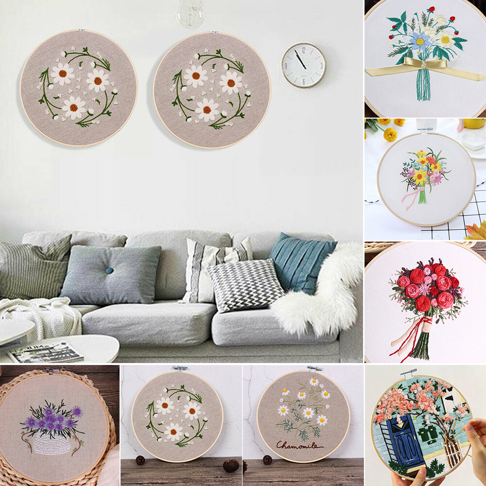 【Ready Stock】Beautymaker Flower Pattern Cross Stitch DIY Needlework Kit Beginner Embroidery Starter Set