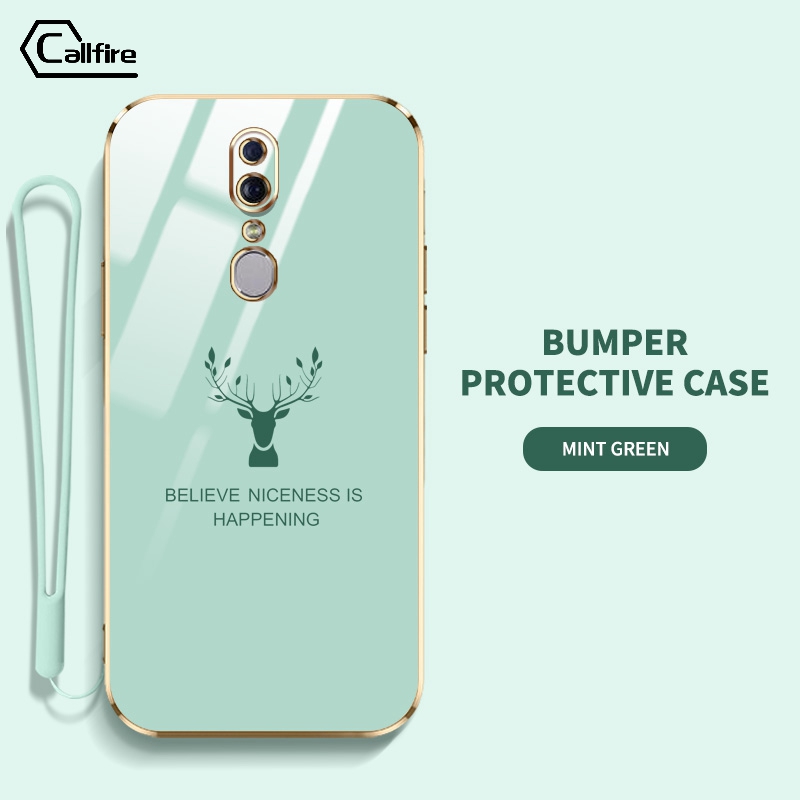 Callfire Classic design Phone case For OPPO F11 F11 Pro Casing Precise Camera Protection case Elk Pattern Cover With Free lanyard
