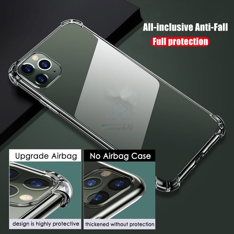 Rixuan Shockproof Soft TPU Crystal Clear Phone Case for iPhone 13 Pro Max iPhone 13 iPhone 12 iPhone 11 Pro iPhone X iPhone XR iPhone XS Max iPhone 8 iPhone 7 iPhone 6 Plus iPhone 6S Transparent Full Body Back Cover
