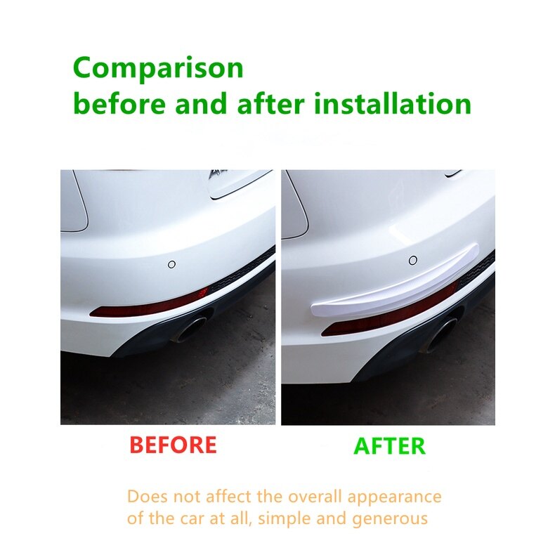 2pcs Car Front Rear Bumper Anti-Collision Scratch Corner Guard Protector Rubber Sticker Trim Strip