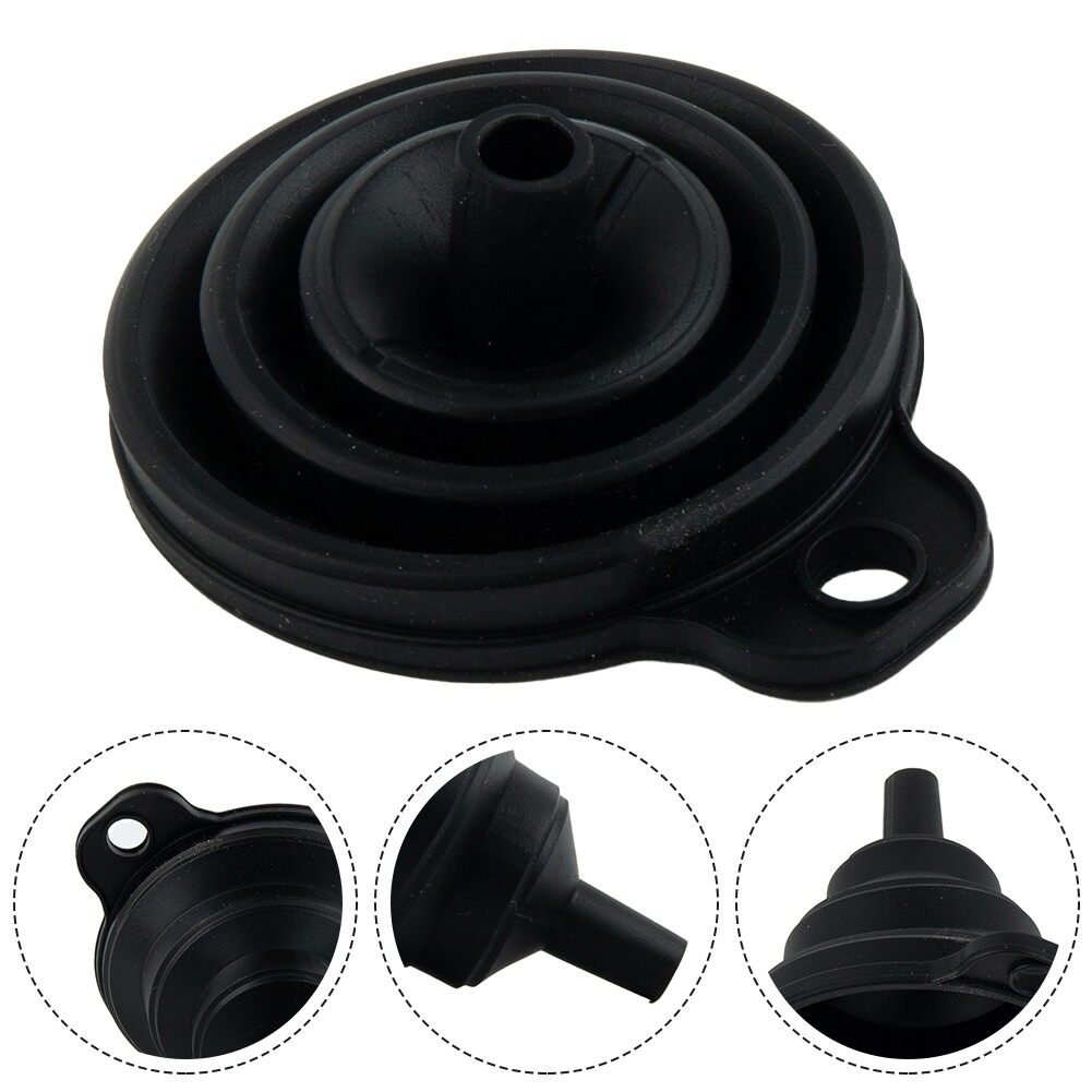 Black Collapsible Caliber 0.9cm Foldable Funnel High Quality Gasoline Diesel