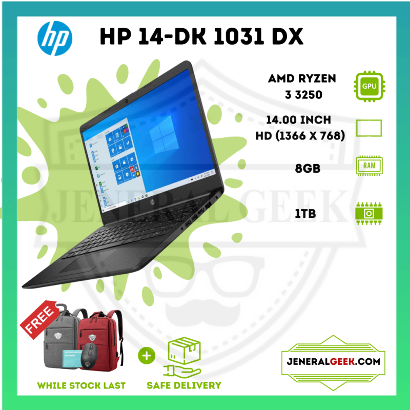 HP 14-dk1031dx - 14 - Ryzen 3 3250U - 8 GB RAM - 1 TB HDD ( BEST FOR POWERFULL GAMING ) BOX PACK ( BRAND NEW - with 1 YEAR WARRENTY ) Malaysia