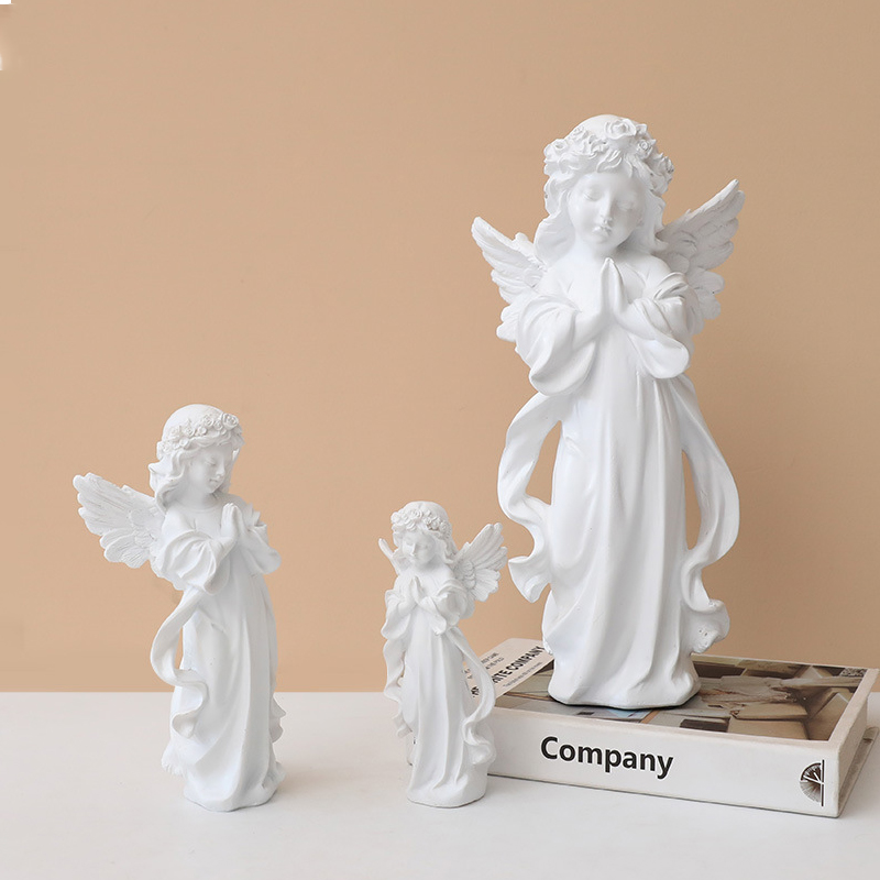 Office Decor Home Rustic Ornaments Study Resin Angel Miniature Plaster