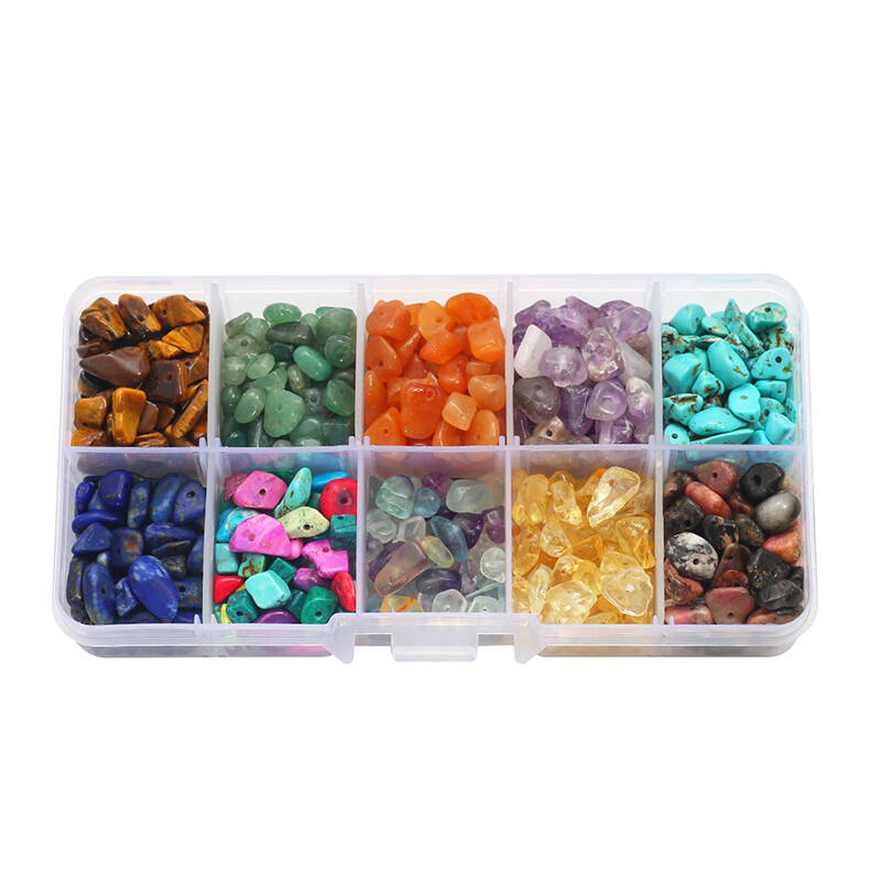 1Box Natural Crystal Turquoise Amethyst Jasper Agate Chips Gemstones Beads Kit for Necklace Earring Bracelet Making DIY Jewelry Making