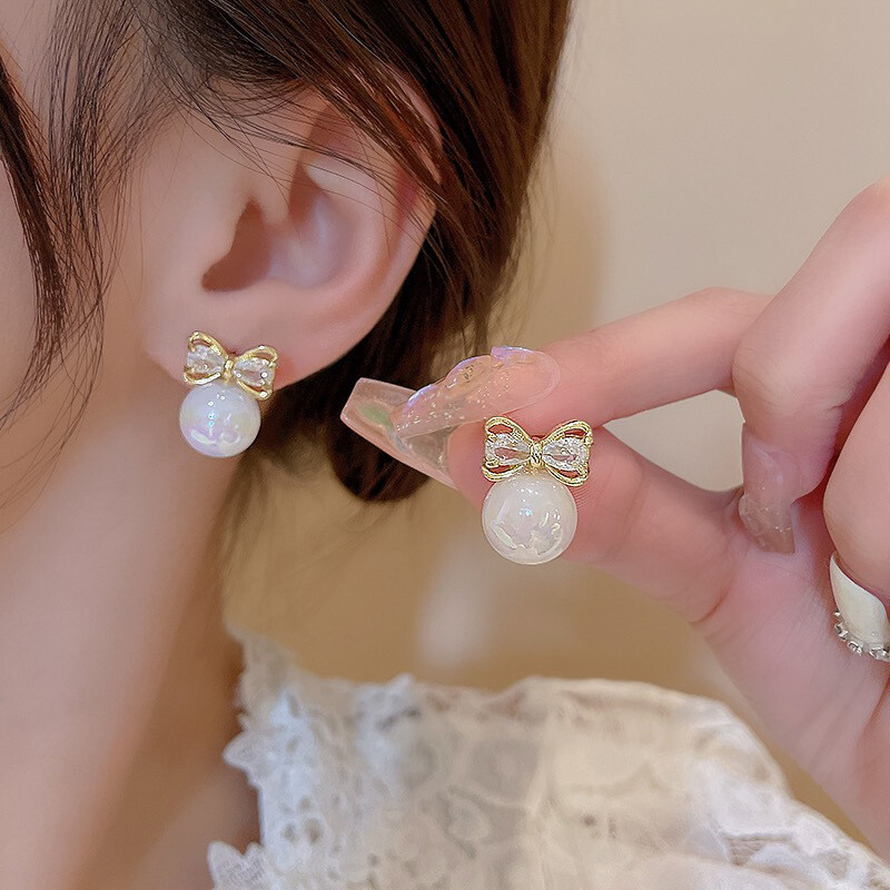 Korean fashion Cute Pearl Drop Earrings Gold Color Dangle Wedding Earrings Fashion Jewelry