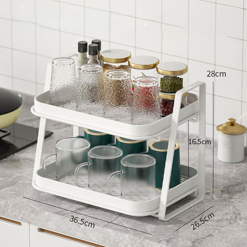 Double drain cup holder household wrought iron luxury cups with tea set desktop storage rack