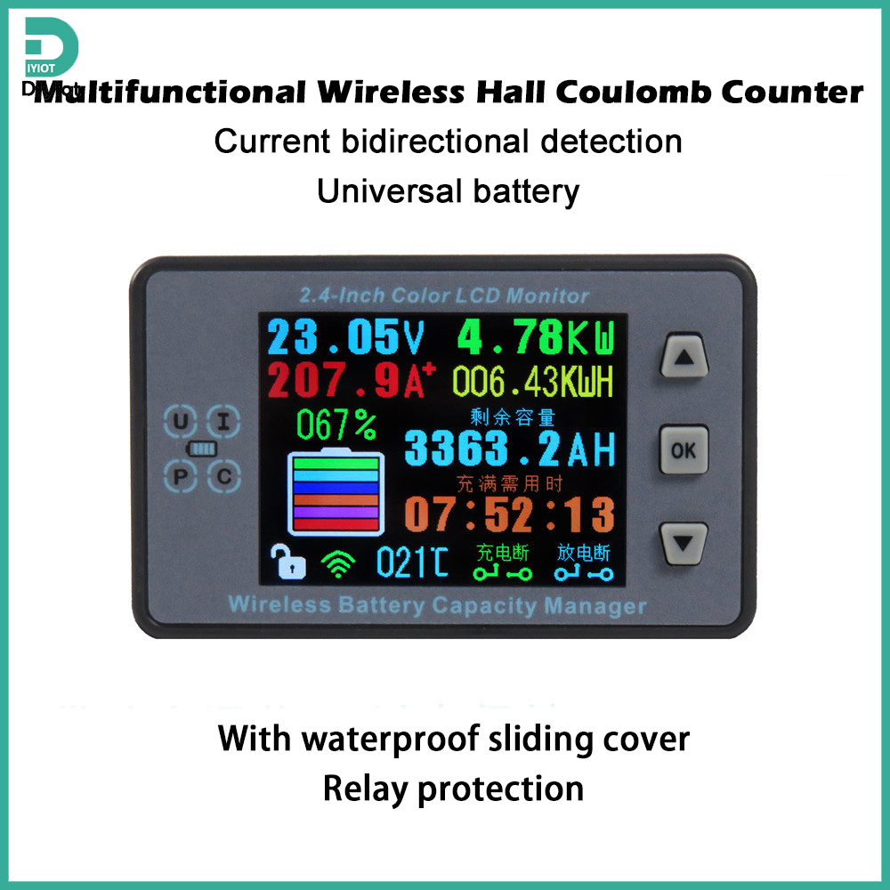 Diymore VAC8810F 2.4 Inch Color Screen Wireless Voltage and Current Meter 120V 300A B-attery Management System Voltage Ammeter Temp Meter