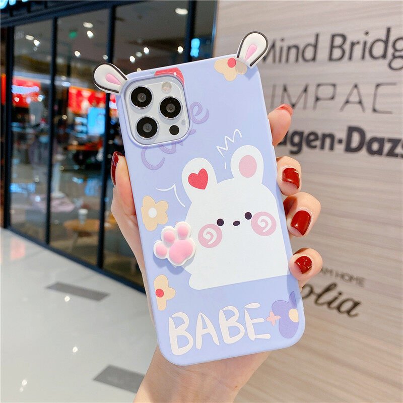 For Samsung Galaxy A42 A32 A22 A52 A72 A82 5G A01 Core A02 A02S A10 A10S A11 A20 A20S A30 A50 A30S A50S A21 A21S A31 A51 F62 M62 A70 A71 Lovely Cartoon Bear Rabbit Ear Claw Soft TPU Phone Case