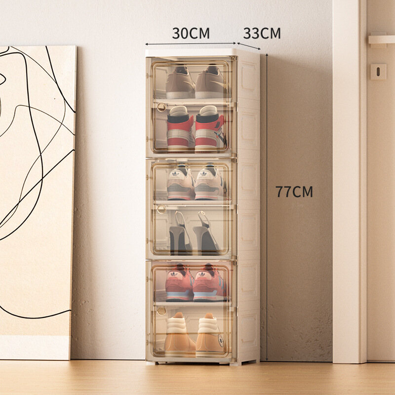 YONUO Transparent shoe box flip cover shoe storage box open door dustproof storage multi-functional dormitory multi-layer breathable shoes cabinet