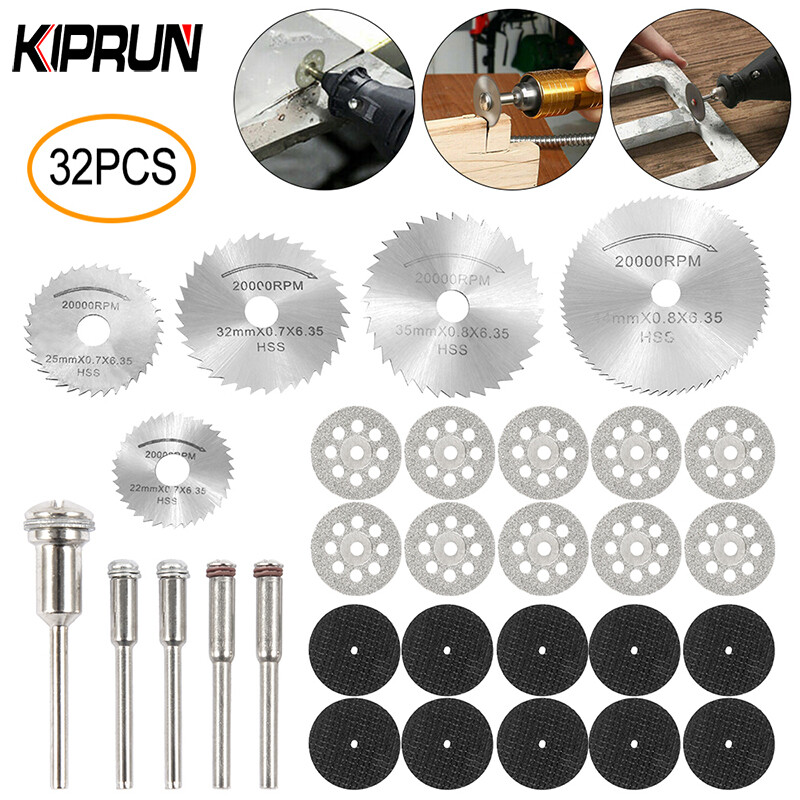KIPRUN 30 Pcs Diamond Cutting Discs Metal Saw Blade Set Cutting Tool Saw Blades for Dremel Metal Cutter Power Tools Wood Cutting Discs