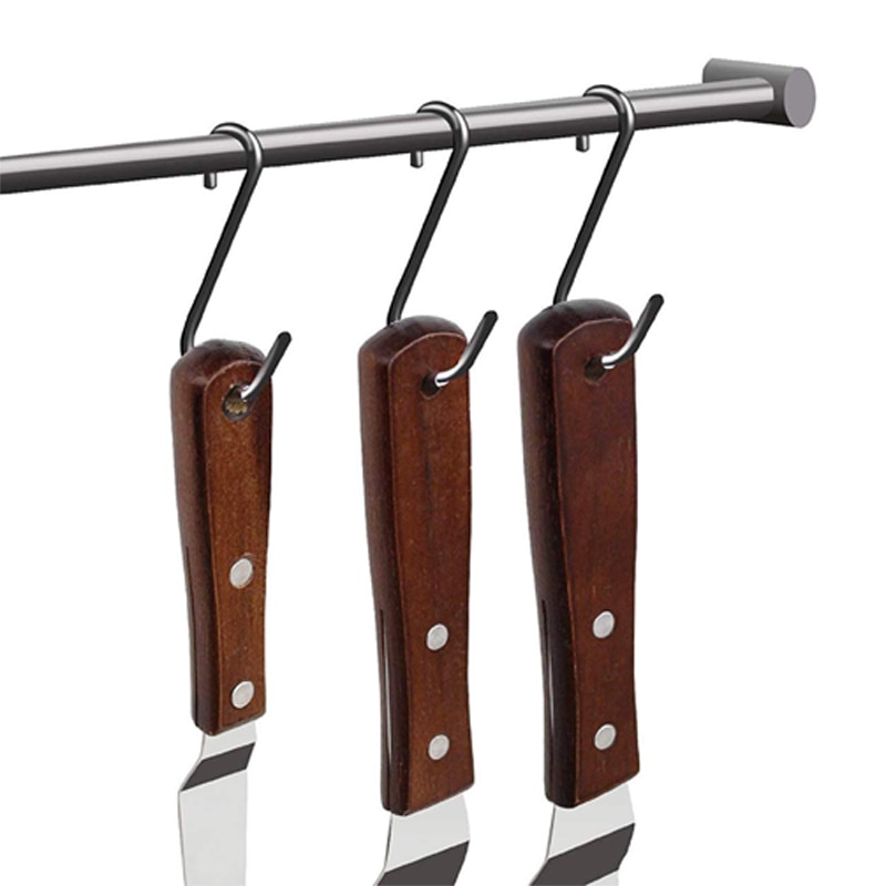 【♘COD Free Cas♘】 luoqin Bánh ngọt bằng gỗ thìa với móc thép không gỉ bù đắp spatulas bánh đóng băng/Frosting thìa bánh nướng dụng cụ trang trí C008