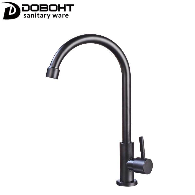 Doboht Stainless Steel Black Bathroom Sink Basin Single Lever Cold Tap Kitchen Faucet