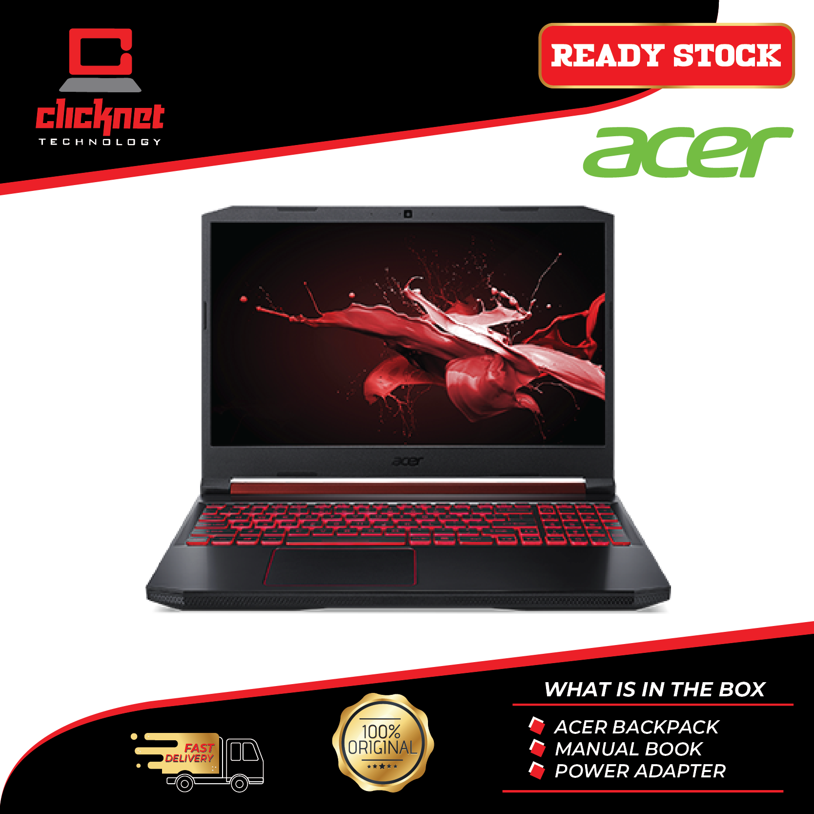 Acer Nitro 5 AN515-54-537N DOS 15.6 FHD IPS Laptop Black (i5-8300H, 4GB, 512GB SSD, GTX 1050 3GB) Malaysia