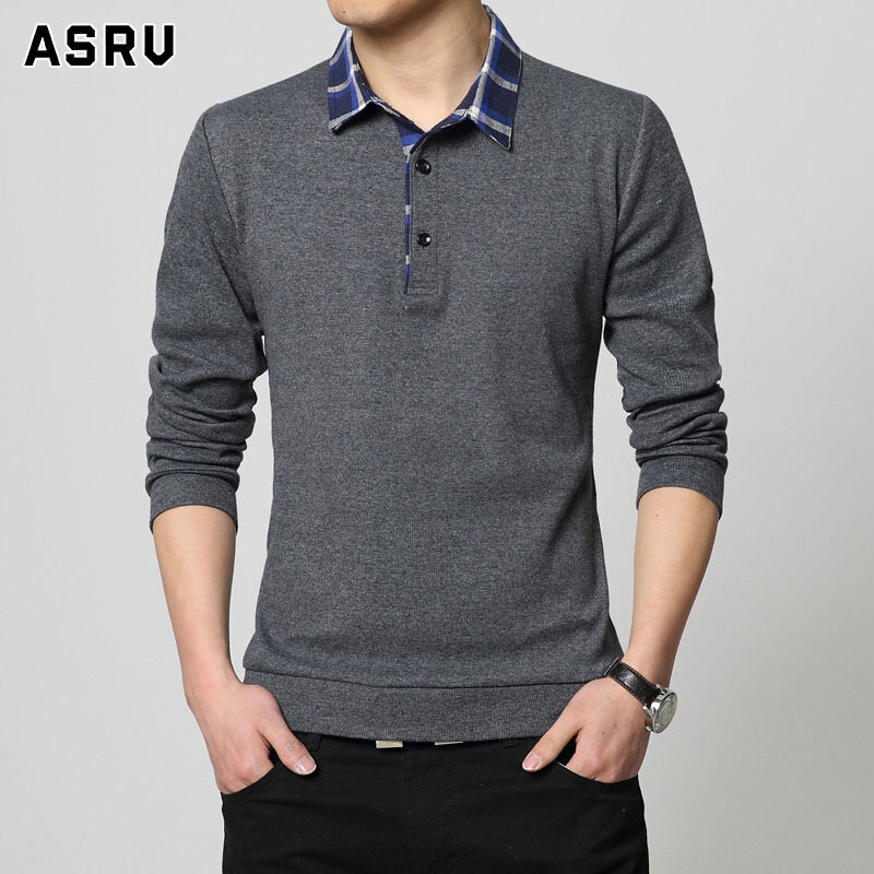 TOP★ASRV Áo Thun Dài Tay Cho Nam Áo Thun Sọc Ve Áo Cho Nam Áo POLO Dáng Ôm 104