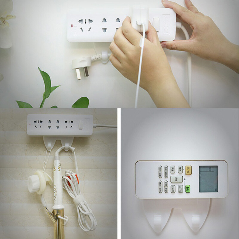 1PCS Wall-Mounted Sticker Punch-free Plug Fixer Home Self-Adhesive Socket Fixer Cable Wire Organizer Seamless Power Strip Holder