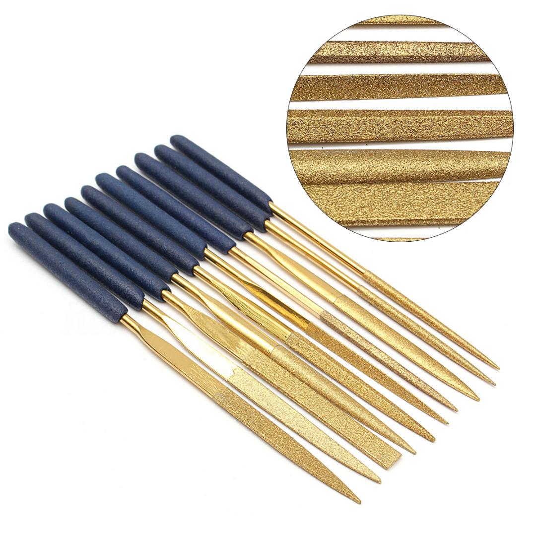 10Pcs Metal Titanium Diamond Coating Needle Flat File Set Working Craft Tools