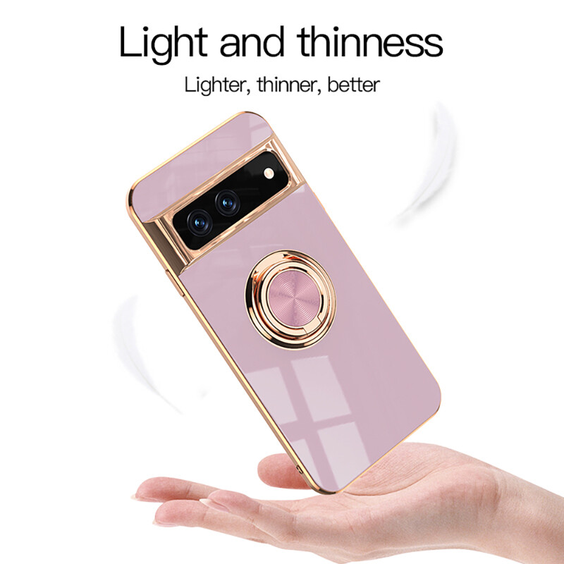 Luxury 6D Electroplate Plated Ring Case for Google Pixel Fold/Google Pixel 9 8 7 /Google Pixel 7A 6A 5A/Google Pixel 7Pro 8Pro 9Pro XL Car Phone Holder Cover