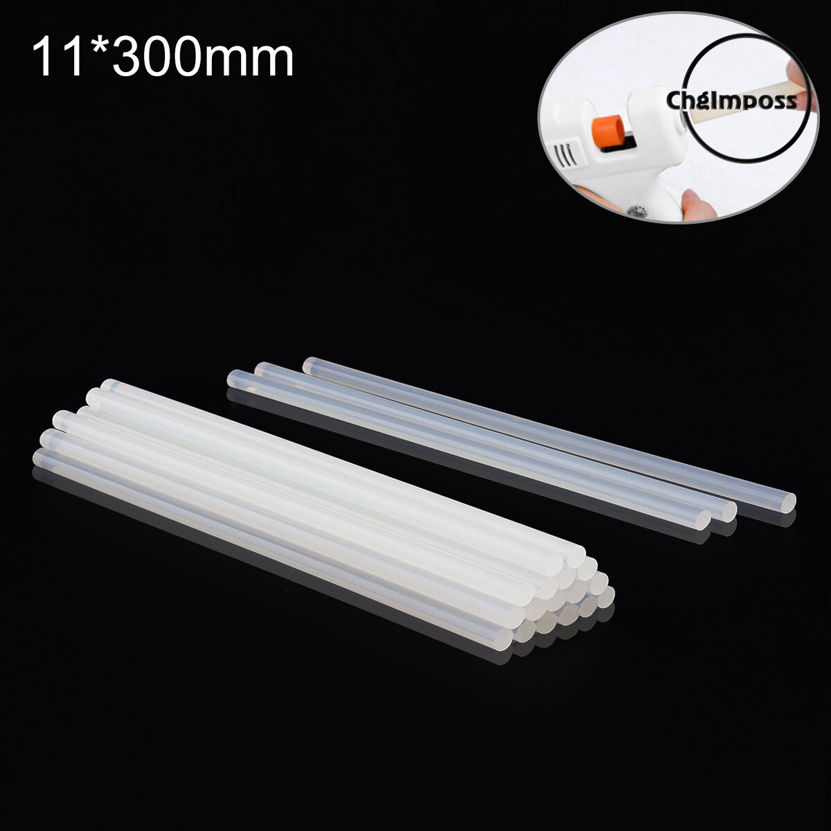 ChgImposs 11mmx300mm Transparent Hot Melt Glue Sticks NonToxic