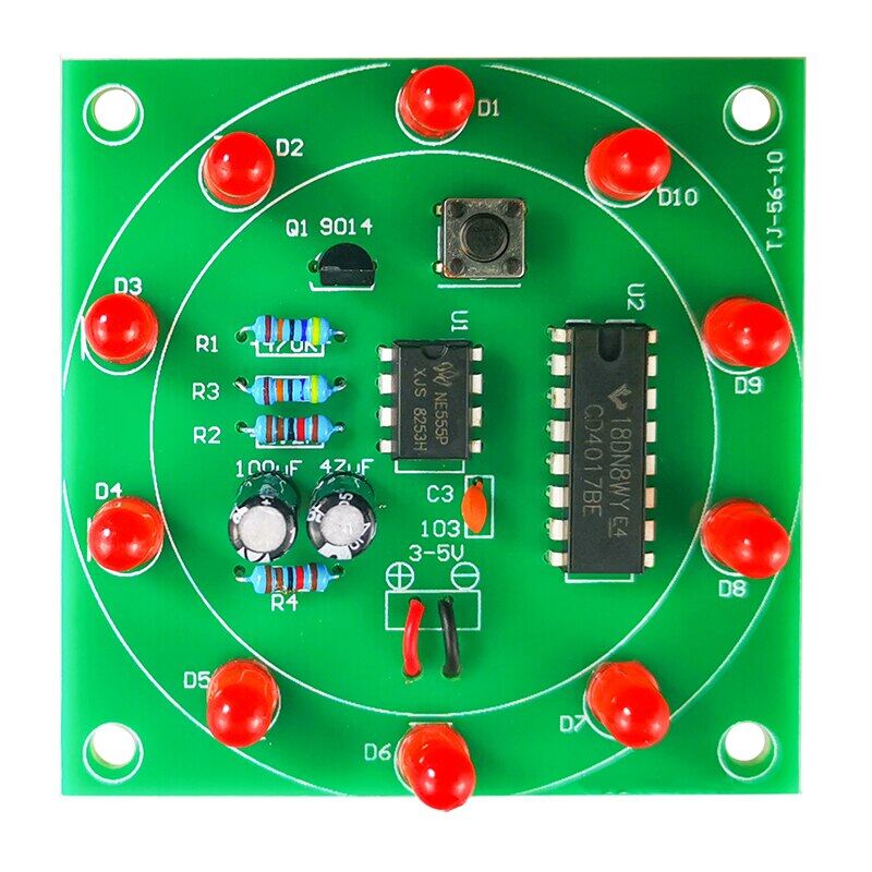 Round electronic lucky rotary suite cd4017 ne555 self diy led light kit production parts and components new