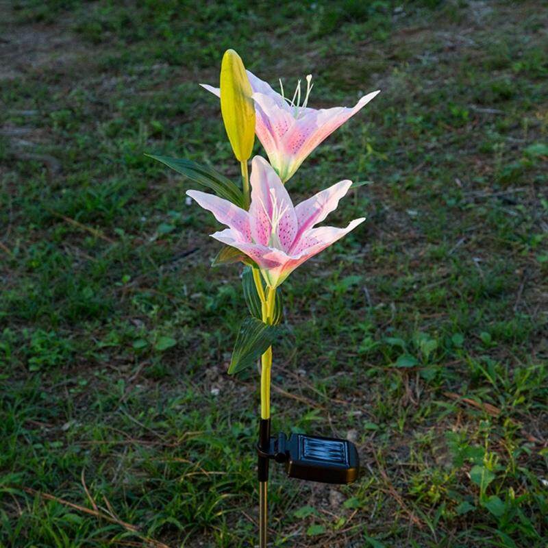 Đèn LED Năng Lượng Mặt Trời Hình Lily, 2 Chiếc/Bộ, Đèn Có Thể Thay Đổi Màu Sắc, Mô Phỏng, Trang Trí Sân Vườn