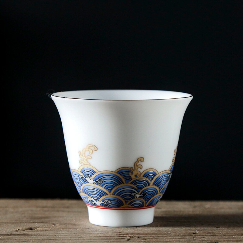 Jianmei Braised Flower Kung Fu Tea Cup Master Cup Japanese Ceramic Single Cup Drinking Tea Cup Master Cup Household Tea Bowl Logo