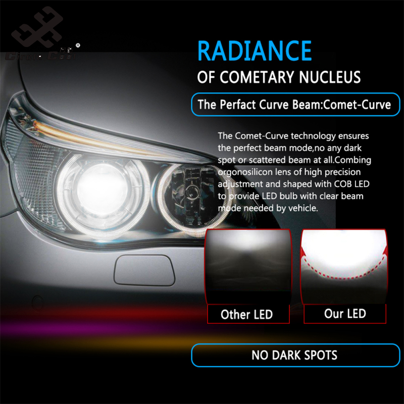 Circle Cool 1PC Universal High Power Auto Bulbs C6 Car LED Headlights - 6000K - White Light