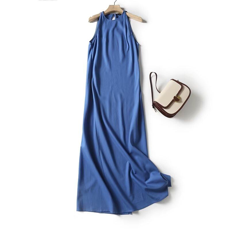 Jenny&Dave French Office Ladies Fashion Elegant Summer Sleeveless Dress Women Cotton Linen Casual Commuter Midi Dress Female
