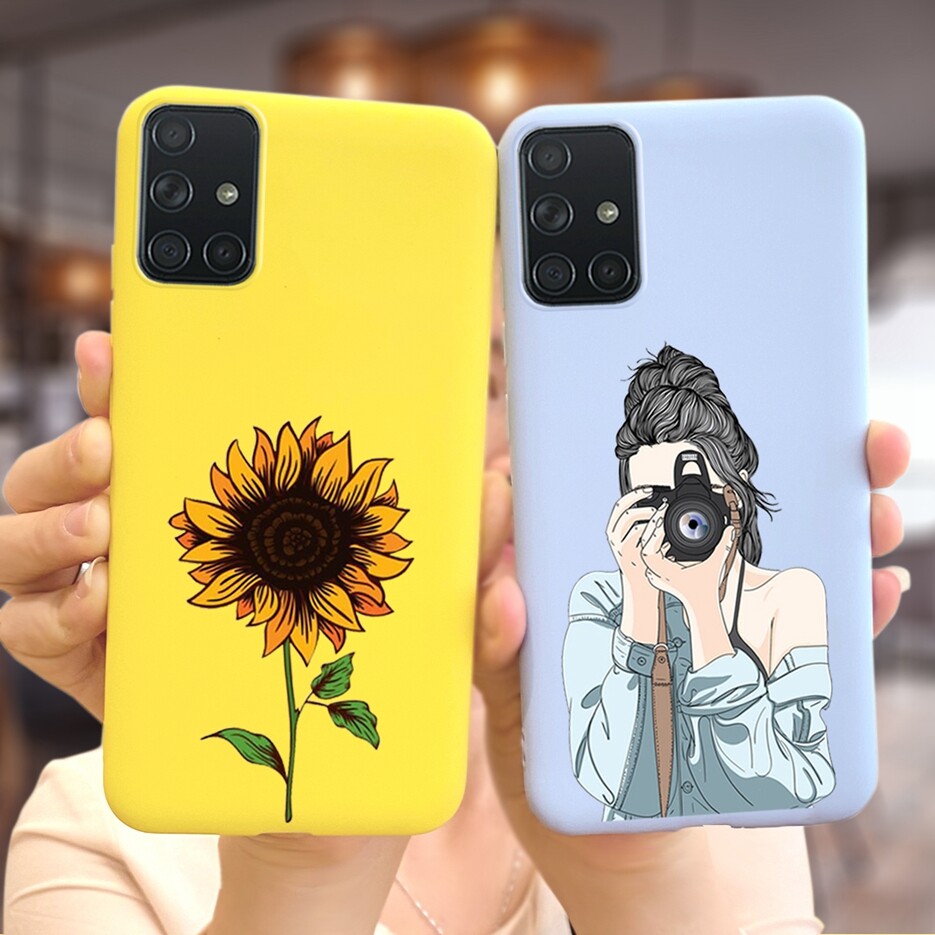 For samsung galaxy a51 case sm-a515f cute sunflower cover for samsung a51 a 51 casing