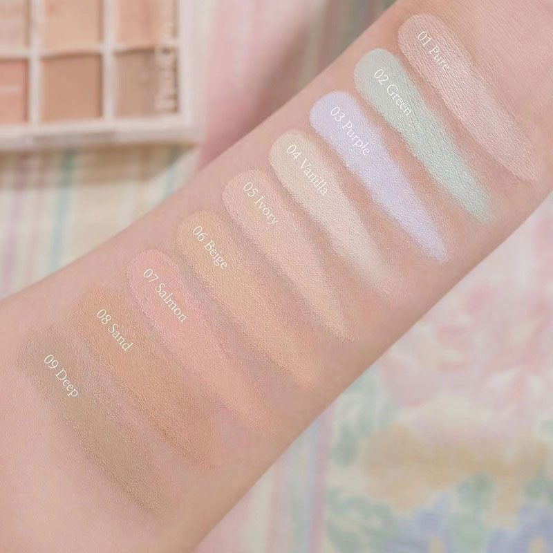 Dorisna 9 Colors Face Concealer Makeup Professional Face Highlighter Concealer Palette Smooth and Moisturizing Texture Cream Contour Makeup
