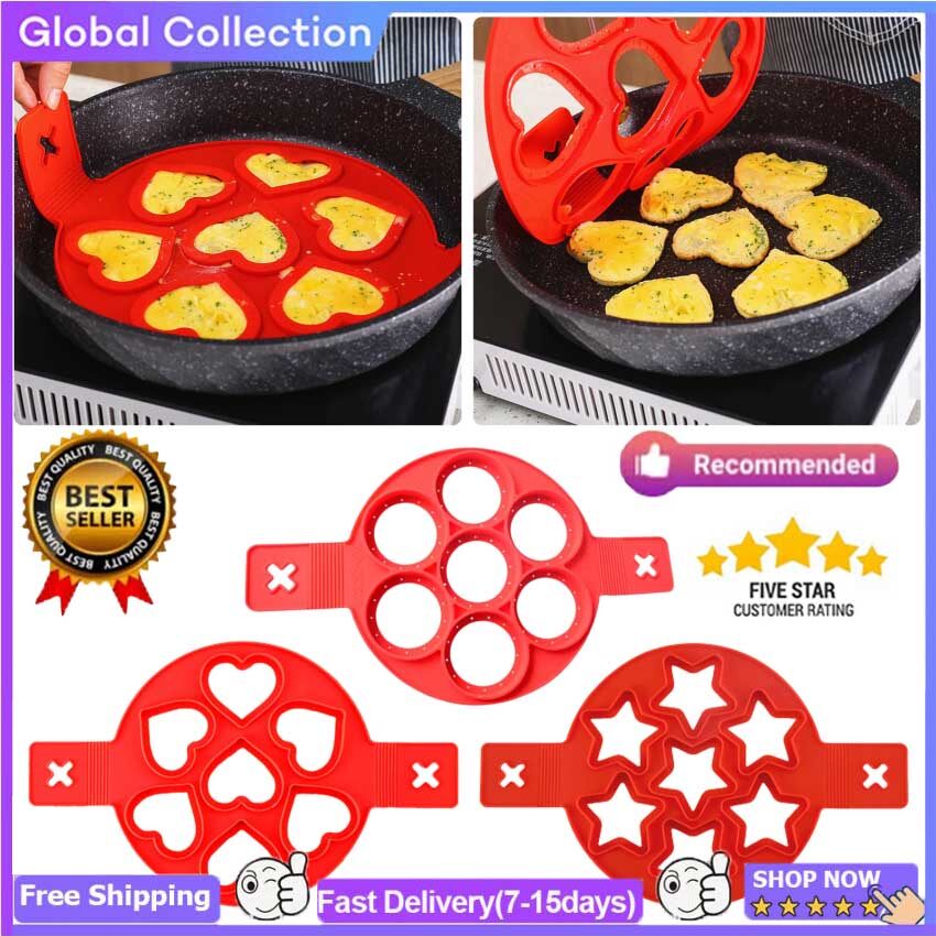 Pancake Molds Ring Fried Egg Mold Reusable Silicone Non Stick Pancake Maker Egg Ring Maker