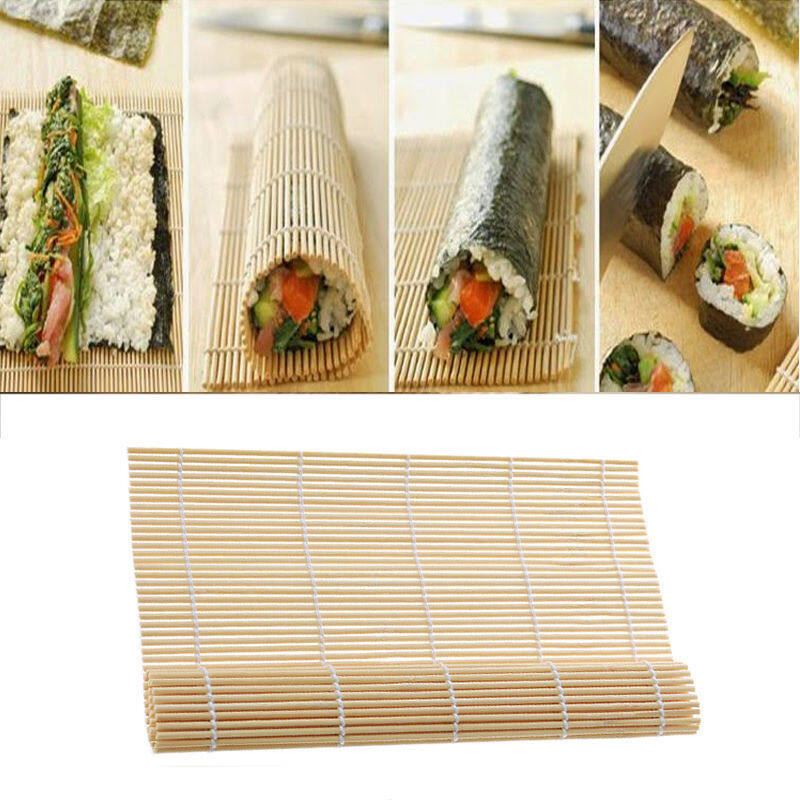 Sushi Mat Bamboo Maker Kit Rice Roll Mold Kitchen DIY Mould Roller Rice Paddle