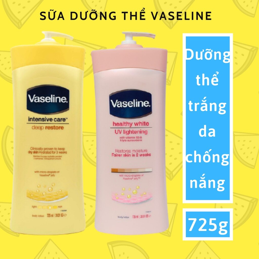 Sữa dưỡng thể VASELINE dưỡng trắng da 725ml (Dưỡng thể ban ngày Vaseline chai hồng/ Vaseline chai vàng)