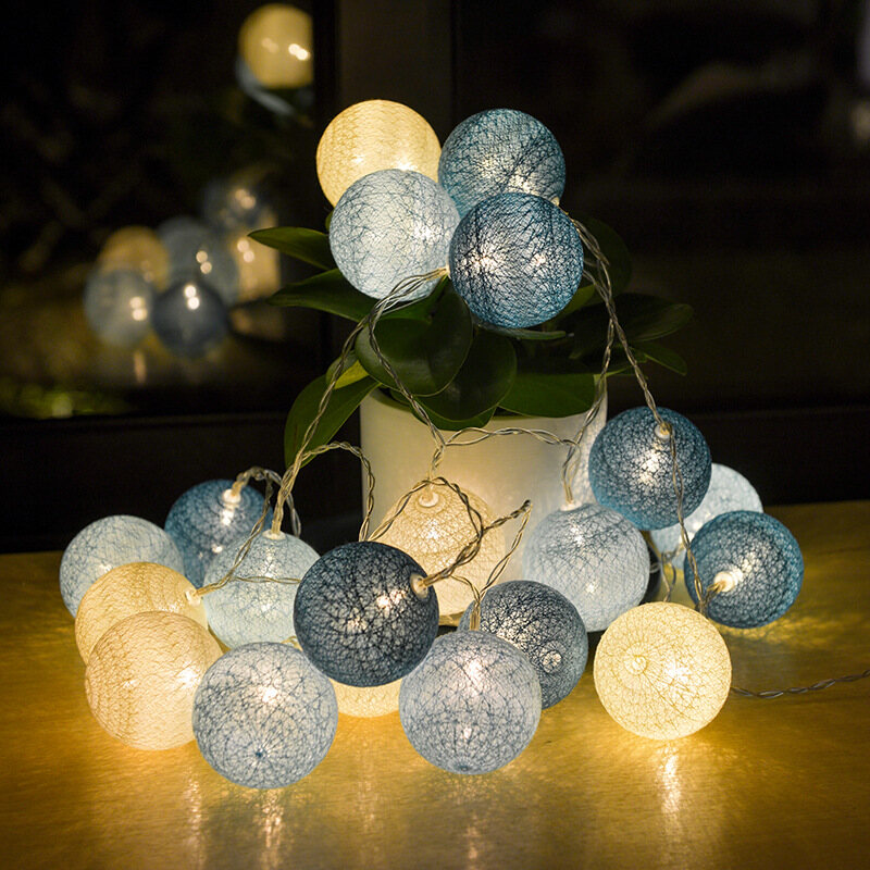 LED cotton thread ball light string festive decoration string light children's bedroom atmosphere rattan ball colored light