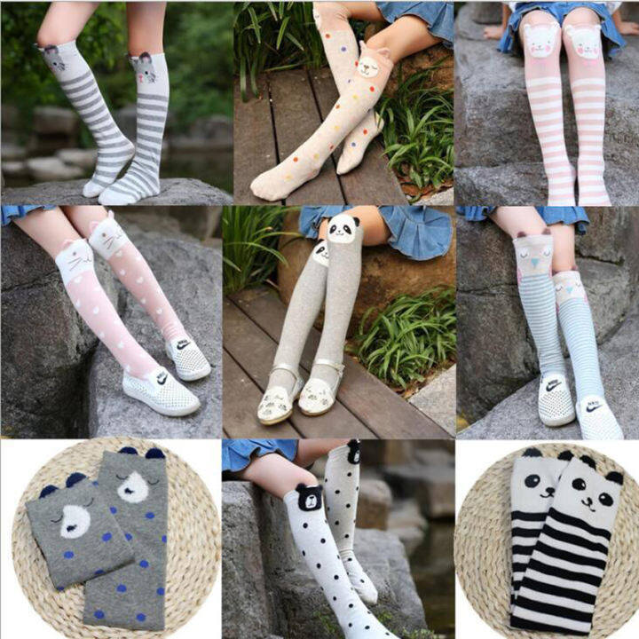 New Girls Cartoon Toddler Warm Long Socks Kids Child Knee High Stockings Cotton