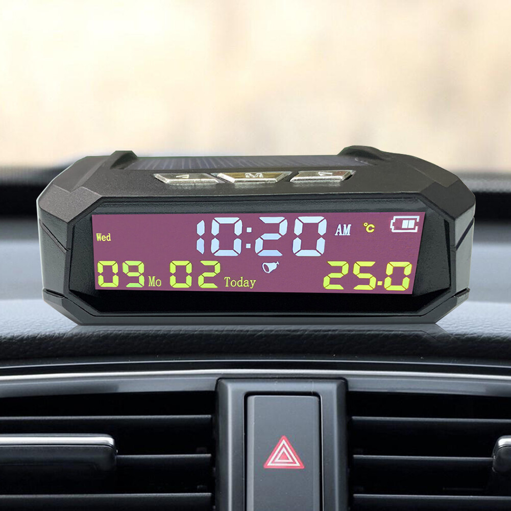 Đồng Hồ Kỹ Thuật Số Xe Hơi LCD Năng Lượng Mặt Trời TPMS Look Với Ngày Trong Xe Hiển Thị Nhiệt Độ