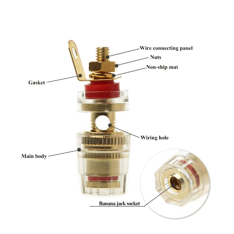1 Pair 4mm Binding Post Terminal Speaker Test Banana Plug Socket Connector Amplifier Speaker