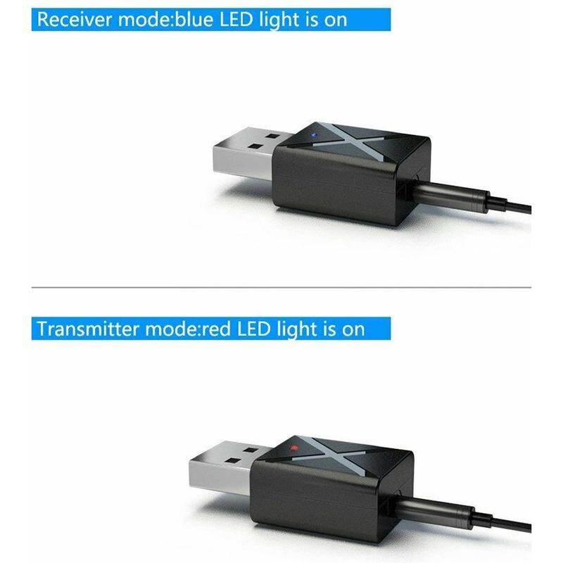 2-in-1 Bluetooth Receiver Transmitter with USB & 3.5mm AUX, Wireless Audio Adapter for TV PC Car Kit