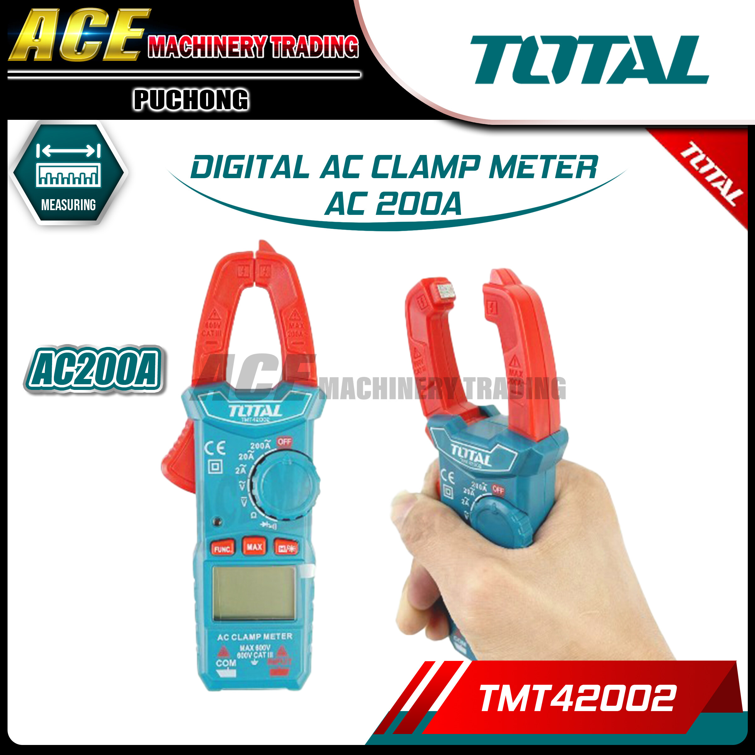 [ TOTAL ] Digital AC Clamp Meter (AC 200A) TMT42002 Lazada