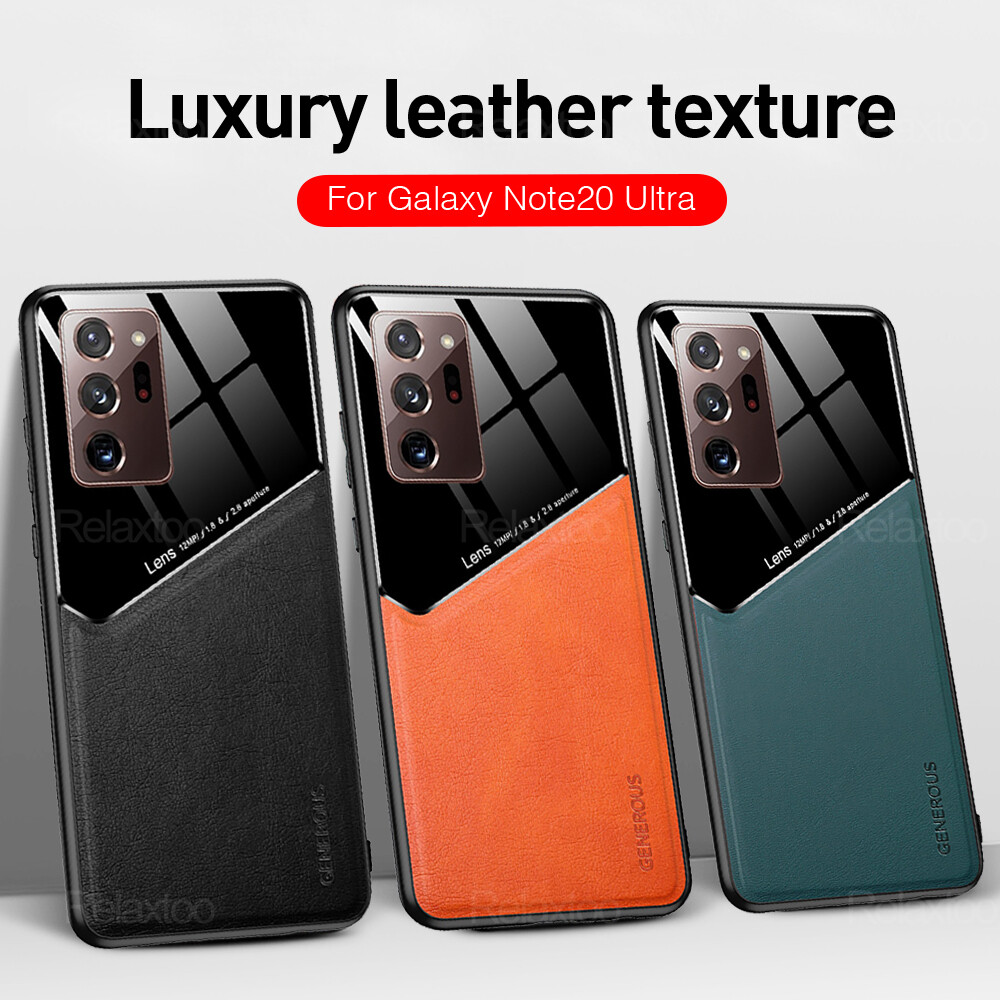 For Samsung Galaxy Note 20 Ultra Leather texture Case Magnetic for Samsung Galaxy S20 FE S10 S20 plus S20 Ultra Note 10 Plus full coverage back cover silicone shockproof anti-scratch coque