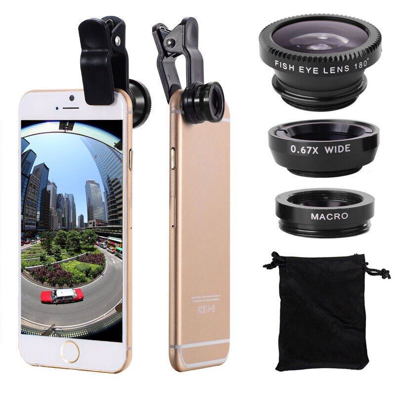 Sawu 3 in 1 fisheye lens for mobile phone clip on phone lens camera kit fisheye macro wide angle 0.67x zoom