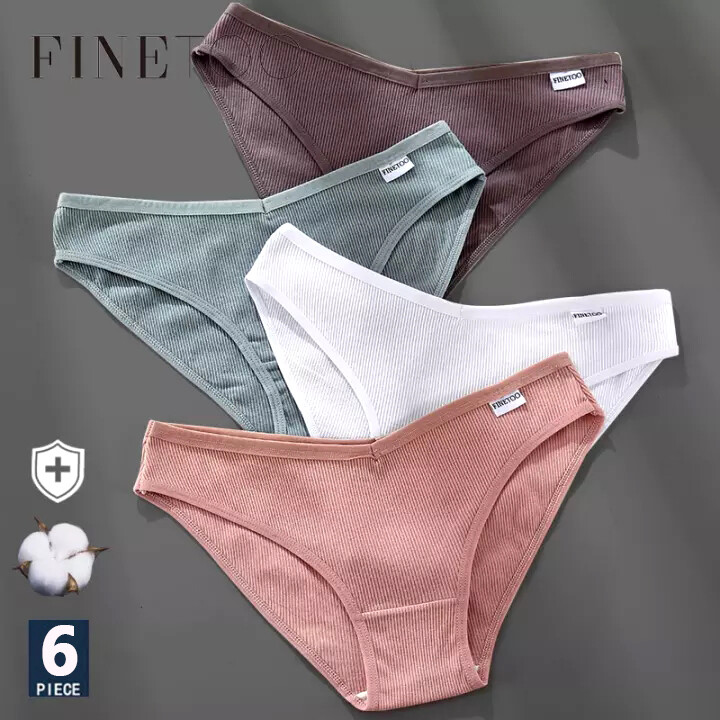 FINETOO M-3XL 6PCS Lady Cotton Panties Female Underpants Panties for Women Briefs Underwear Low-Waist Pantys Lingerie panty for women