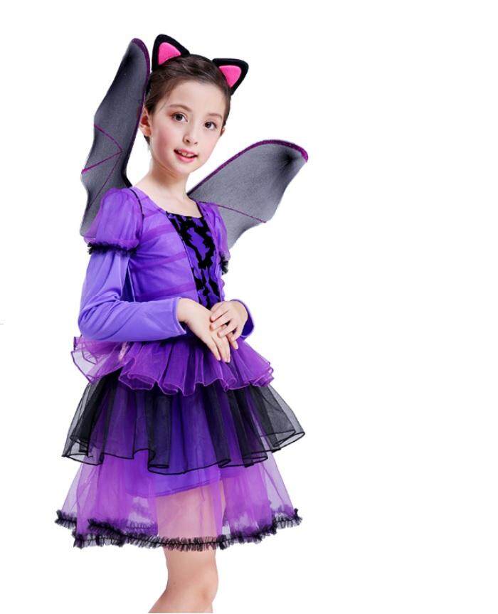 Halloween Purple Bats Costume Fairytale Girls Dress Halloween Dress For Children toys for girls