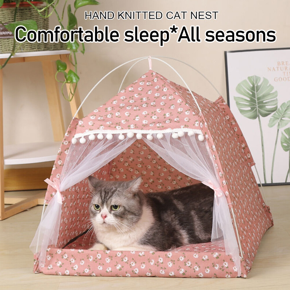 Hittime Pet Tent Bed Puppy Dogs Tent House Four Seasons General Pet House Puppy Dogs Cats Bed Pet Supplies Summer Dog House Pet Products