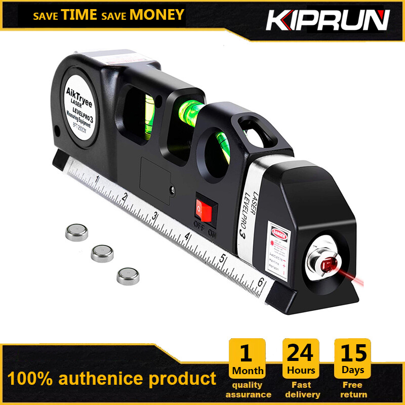 [Ready stock] KIPRUN Laser Level Tool, Multipurpose Laser Level Kit Standard Cross Line Laser level Laser Line leveler Beam Tool with Metric Rulers