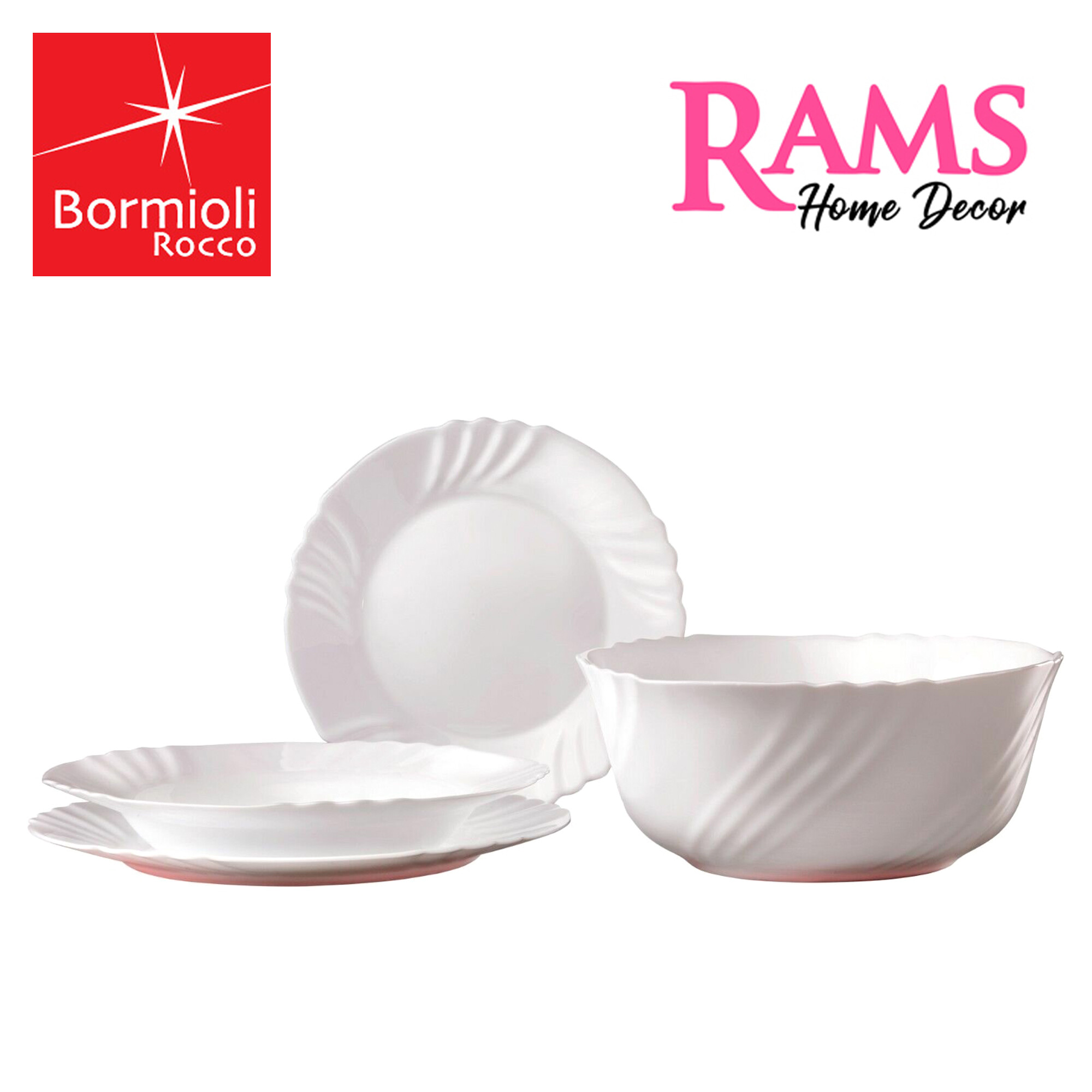 Bormioli Rocco 20 Pcs Glass Dinner Set Set Pinggan Mangkuk Kaca