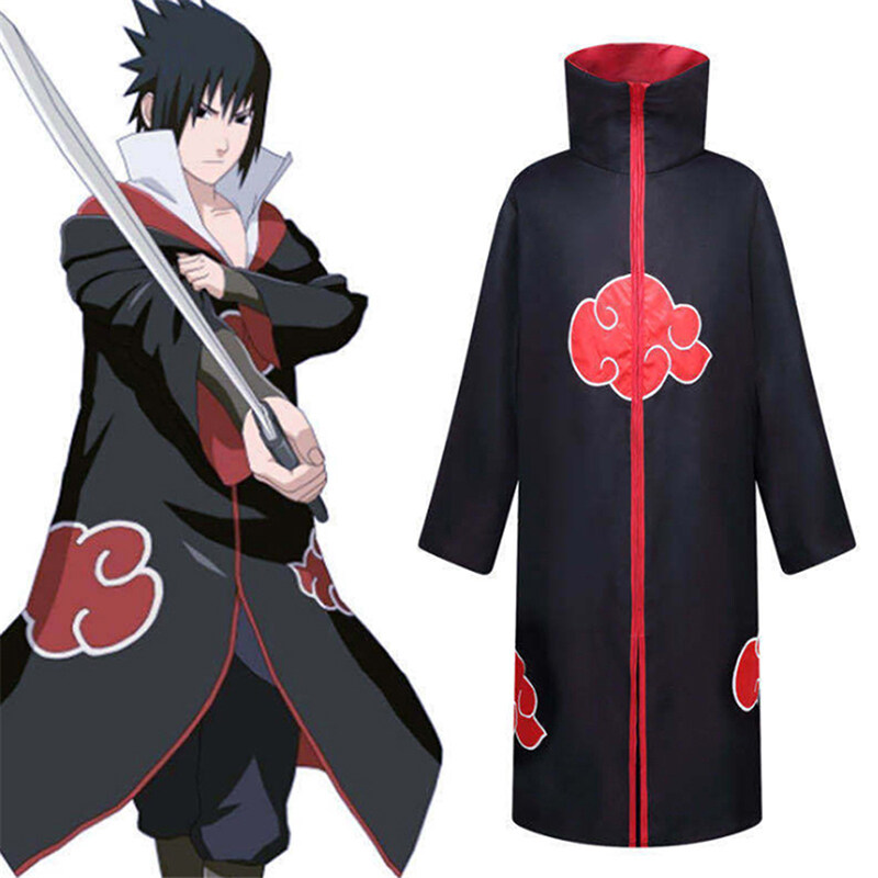 MLE Kids Anime Naruto Cosplay Akatsuki Cloak Uchiha Party Costume Accessories Suits