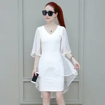v neck chiffon dress