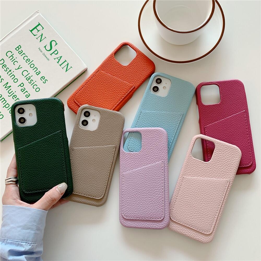 HOCE Luxury Leather Card Slot Phone Cases For iPhone 13 14 15 Pro Max 12 Pro 11 7 8 Plus XR X XS Case Fashion Litchi Patterned Wallet Cover